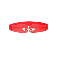 Solid Color Wide Elastic PU Leather Belt