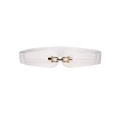 Solid Color Wide Elastic PU Leather Belt