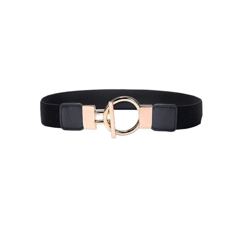 Solid Color Wide Elastic PU Leather Belt