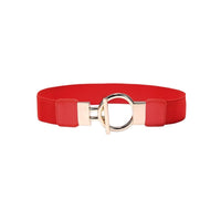 Thumbnail for Solid Color Wide Elastic PU Leather Belt - style 2 red color