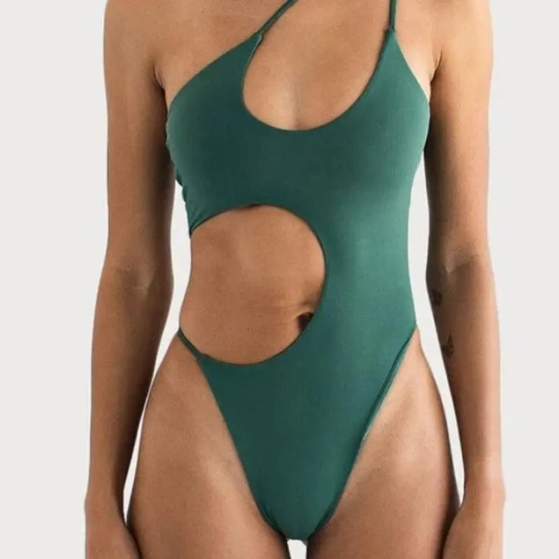 Solid One Piece Hollow Out Monokini