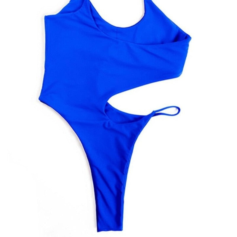 Solid One Piece Hollow Out Monokini - Swimsuit