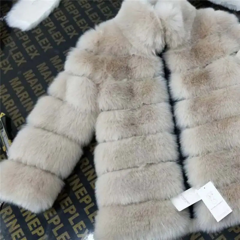 Solid Shaggy Fluffy Faux Fur Warm Jacket