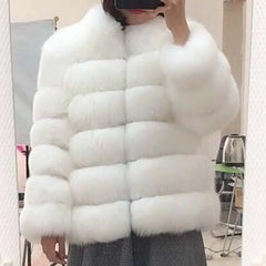 Solid Shaggy Fluffy Faux Fur Warm Jacket