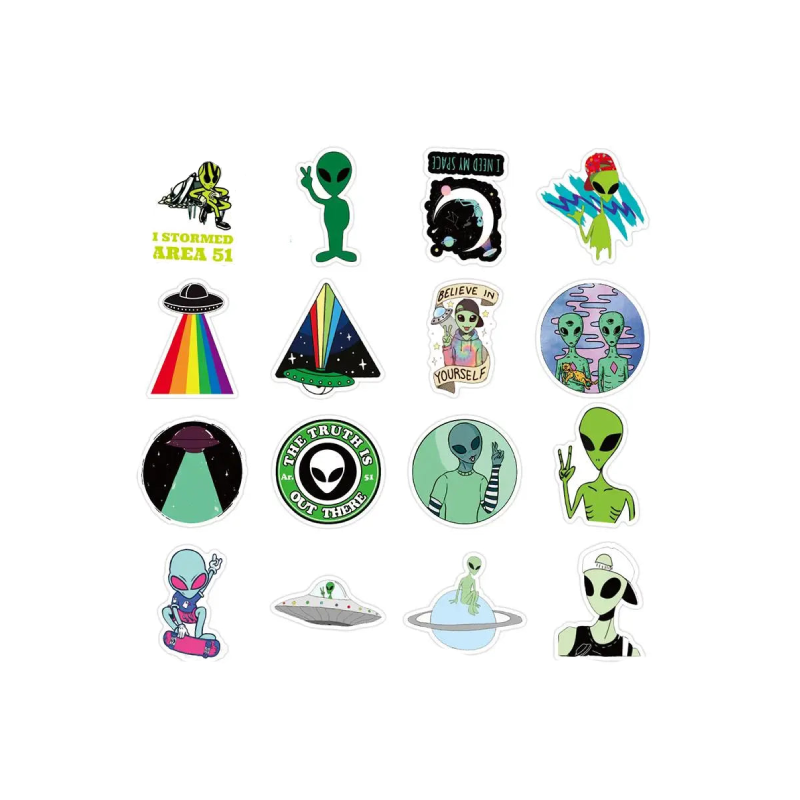 Aesthetic Spaceship Rainbow Alien UFO Astronaut Stickers