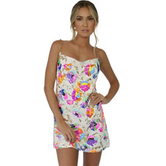 Spandex Backless Chain Straps Sequin Dress