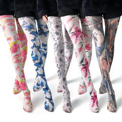 Spandex Nylon Multiple Designe Print Tights