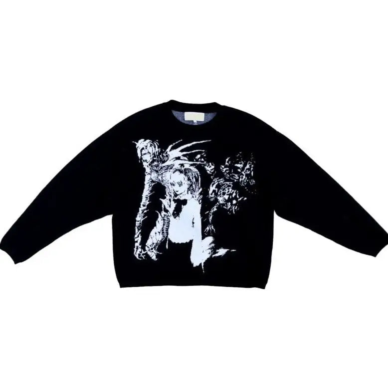 Spider Print Harajuku Oversize Sweater