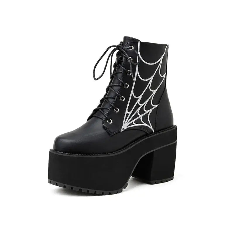 Spider Web Ankle Boots - Black / 34 - boots