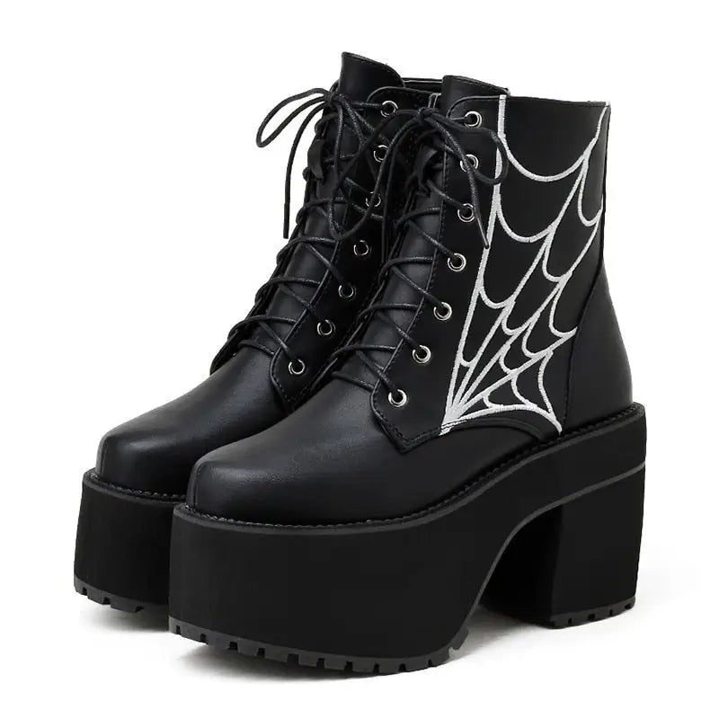 Spider Web Ankle Boots