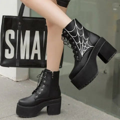 Spider Web Ankle Boots