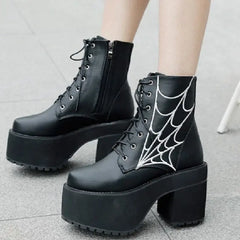 Spider Web Ankle Boots