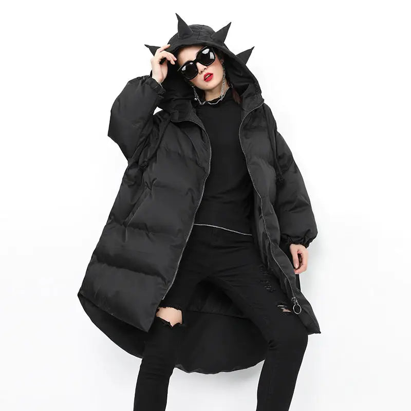 Spikes Hooded Oversize Winter Jacket