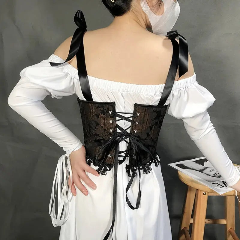 Square Collar Strap Corset