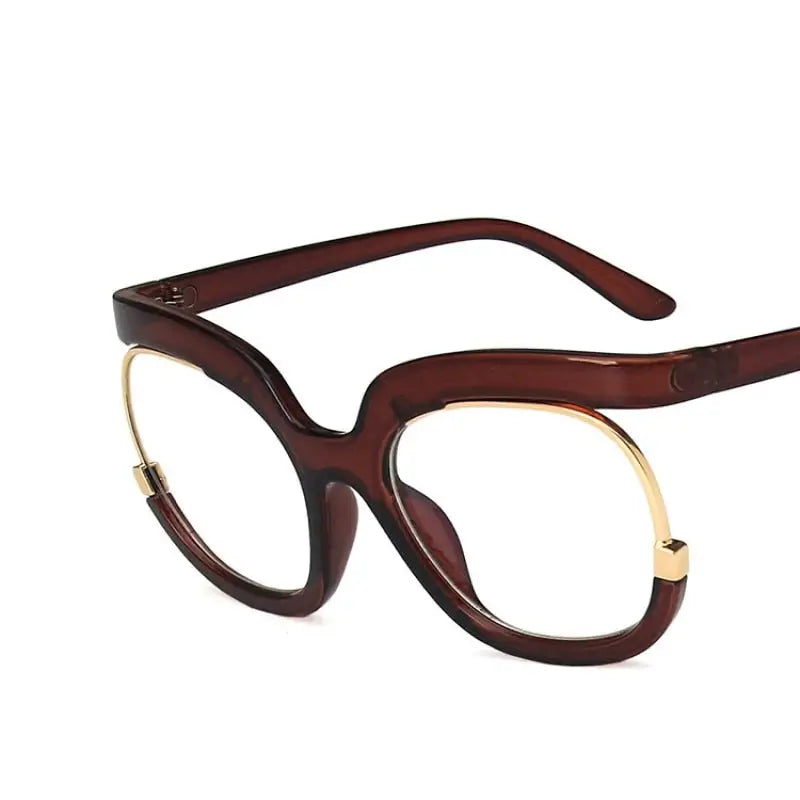 Square Half Frame Glasses - Brown / One Size