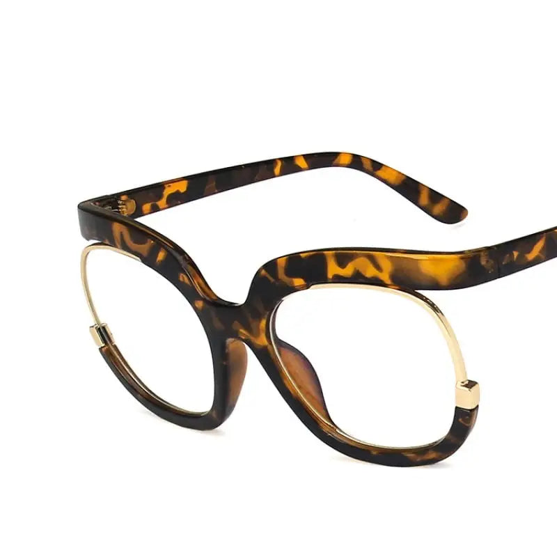 Square Half Frame Glasses - Leopard / One Size