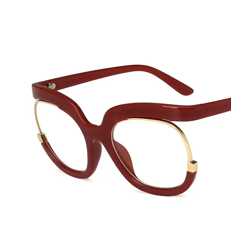 Square Half Frame Glasses - Red / One Size