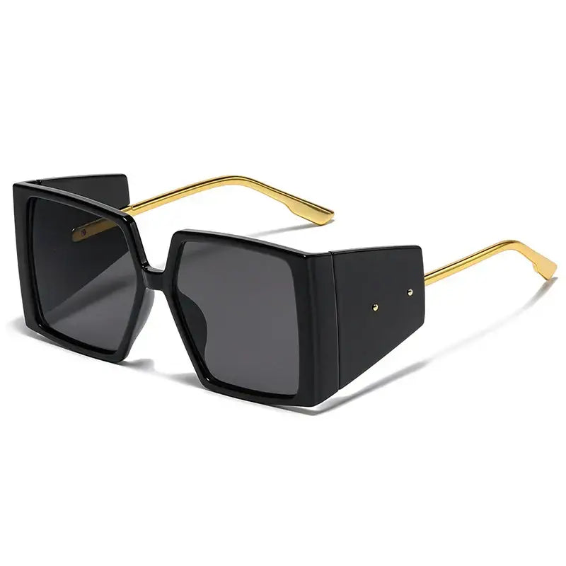 Square Oversized Steampunk Sunglasses - Black