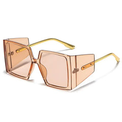 Square Oversized Steampunk Sunglasses - Light Brown