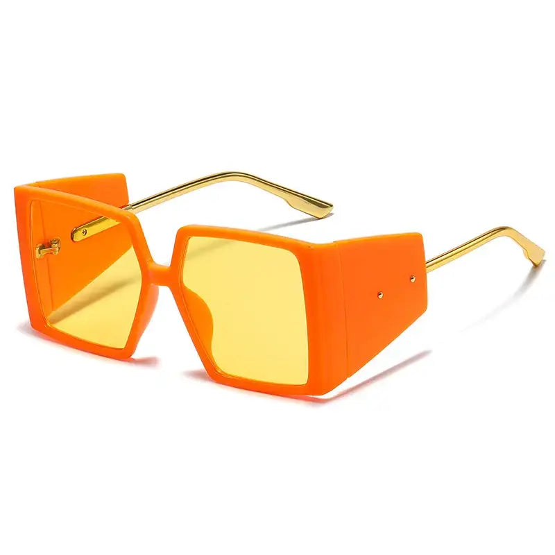 Square Oversized Steampunk Sunglasses - Orange