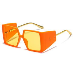Square Oversized Steampunk Sunglasses - Orange