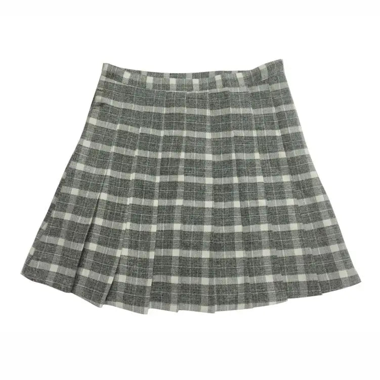 Square Pattern Preppy Style Mini Skirts - Skirt