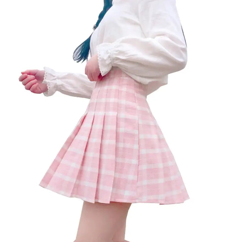 Square Pattern Preppy Style Mini Skirts - Skirt