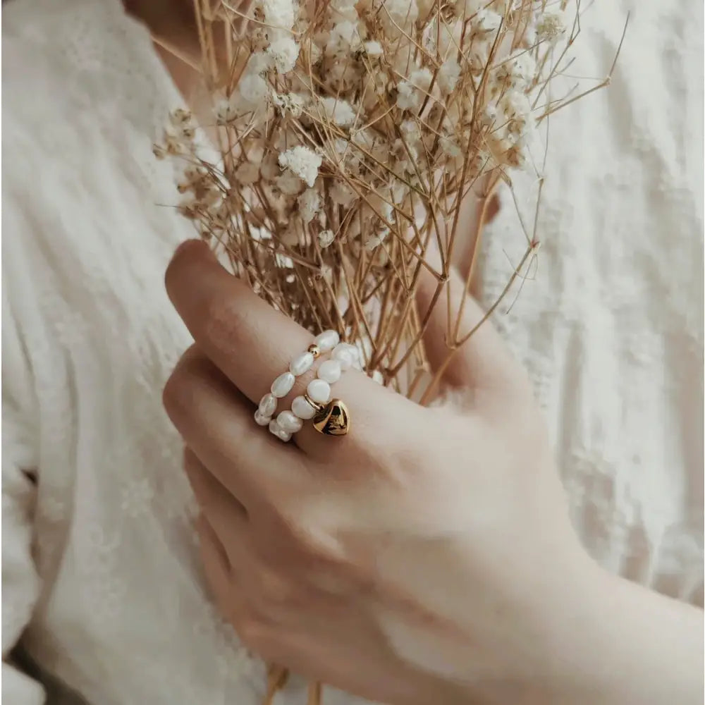 Stainless Steel Adjustable Ring with Freshwater Pearl