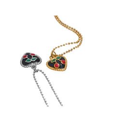 Stainless Steel Aesthetic Cherry Heart Pendant Necklace