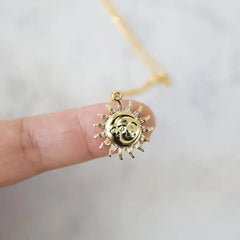 Stainless Steel Bohemian Moon Sun Face Necklace