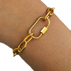 Stainless Steel Buckle Chunky Chain Bracelet