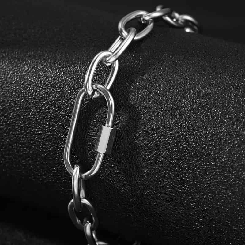 Stainless Steel Buckle Chunky Chain Bracelet Silver