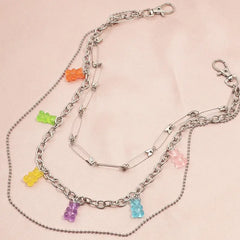 Stainless Steel Cute Gummy Bear Belt Waist Chain Multicolor