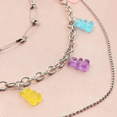 Stainless Steel Cute Gummy Bear Belt Waist Chain Multicolor