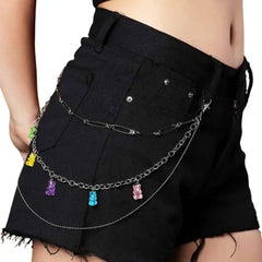 Stainless Steel Cute Gummy Bear Belt Waist Chain Multicolor