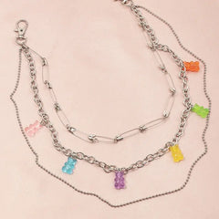 Stainless Steel Cute Gummy Bear Belt Waist Chain Multicolor