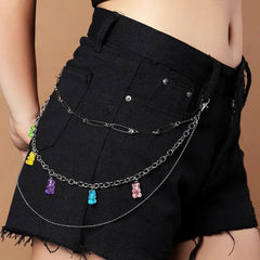 Stainless Steel Cute Gummy Bear Belt Waist Chain Multicolor