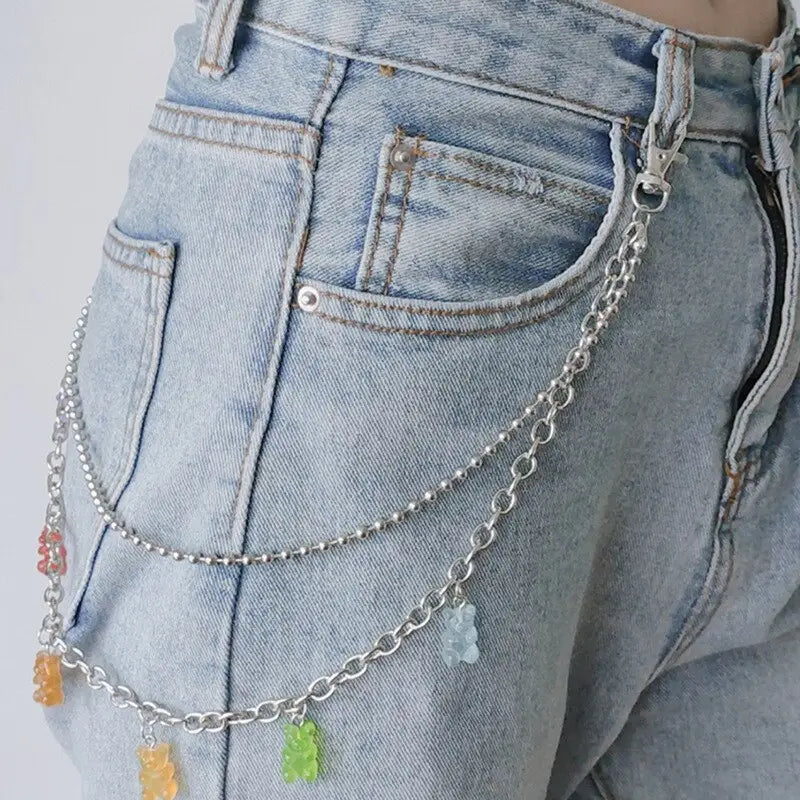 Stainless Steel Cute Gummy Bear Belt Waist Chain Multicolor
