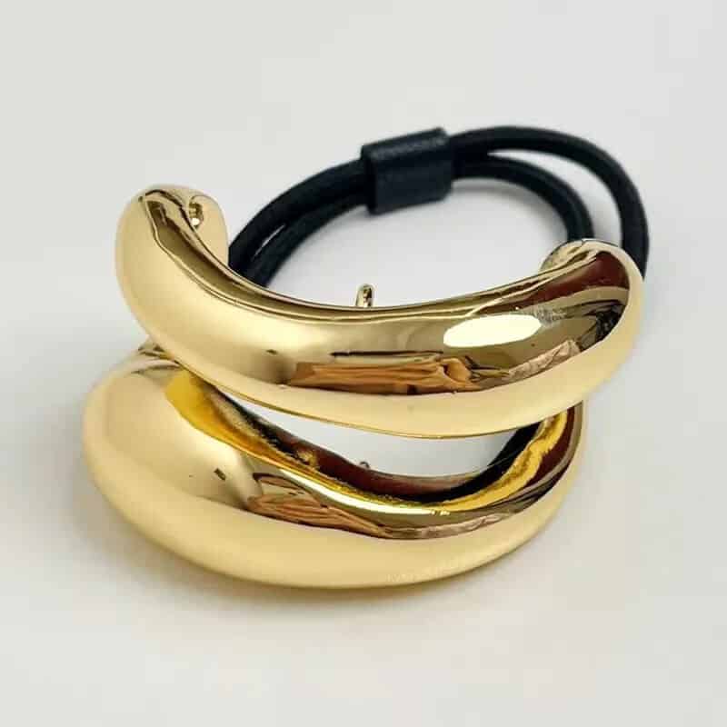 Stainless Steel Double Layer Elastic Hair Bands Gold 2