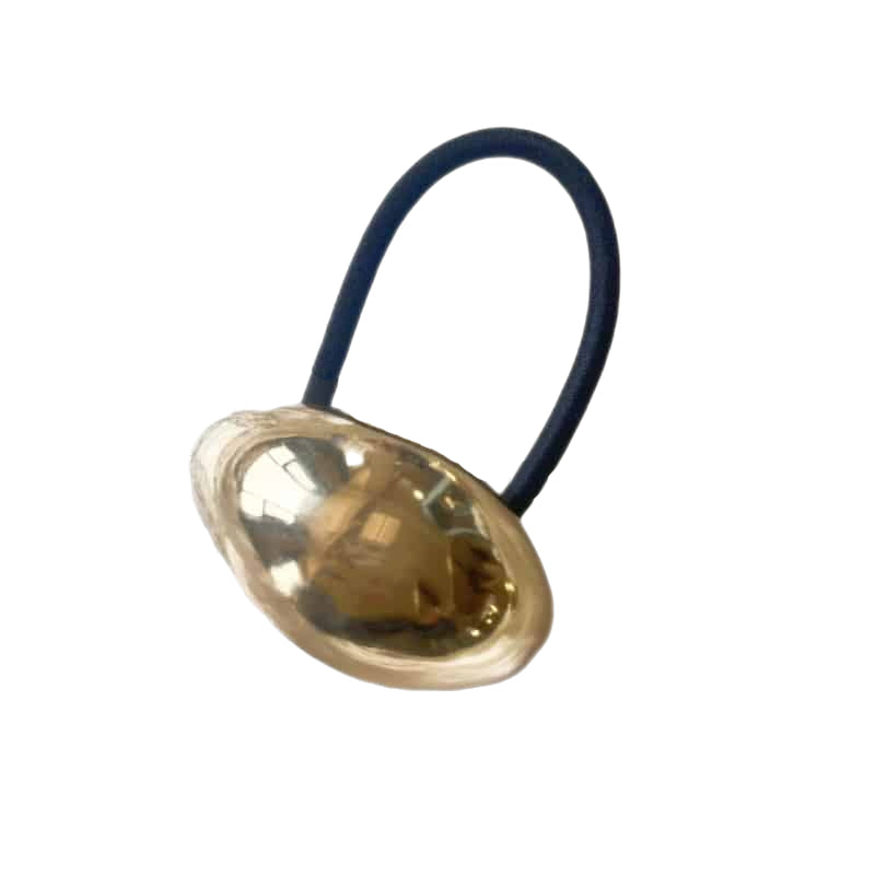 Stainless Steel Double Layer Elastic Hair Bands Gold Oval