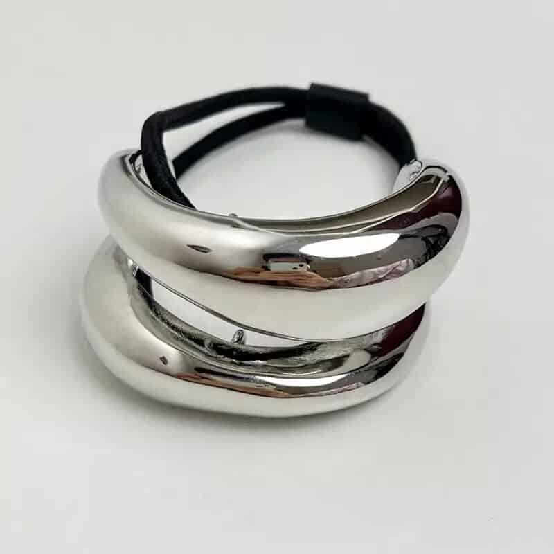Stainless Steel Double Layer Elastic Hair Bands Silver 2