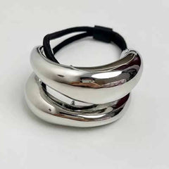 Stainless Steel Double Layer Elastic Hair Bands Silver 2
