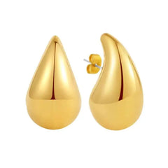 Stainless Steel Exaggerate Water Drop Earrings Gold Big