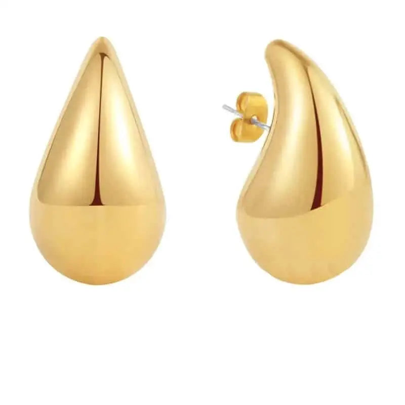 Stainless Steel Exaggerate Water Drop Earrings Gold Medium