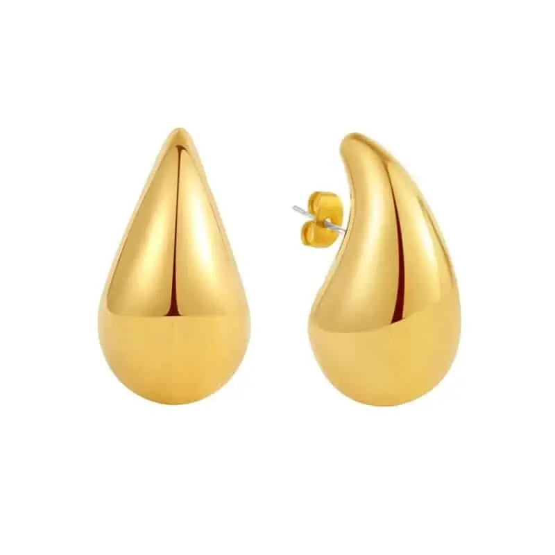 Stainless Steel Exaggerate Water Drop Earrings Gold Small