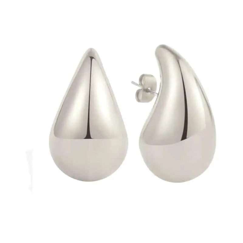 Stainless Steel Exaggerate Water Drop Earrings Silver Big