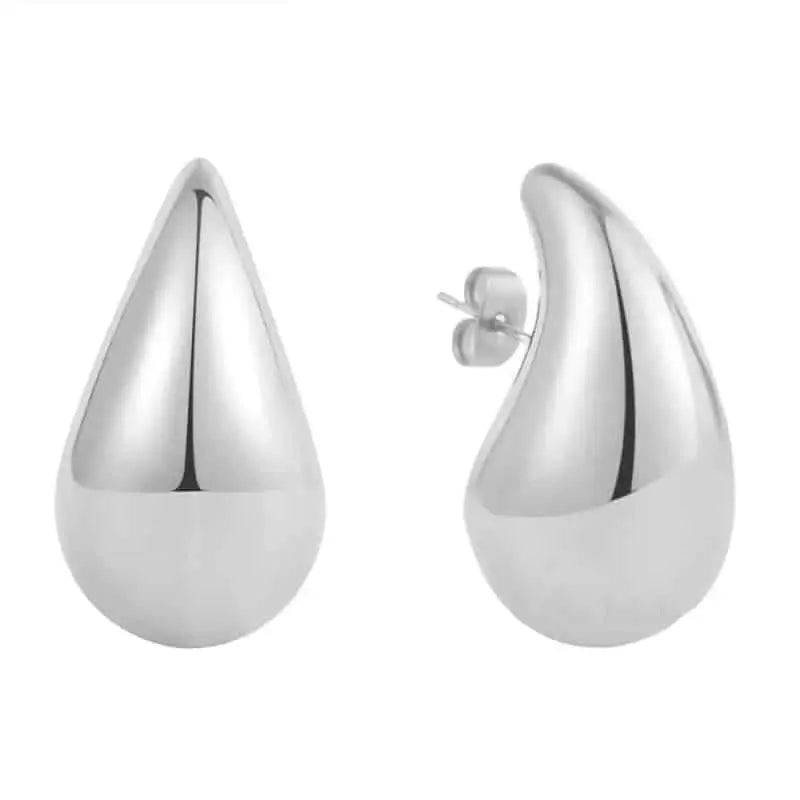 Stainless Steel Exaggerate Water Drop Earrings Silver Medium