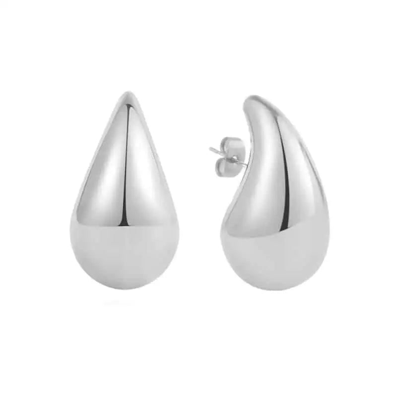 Stainless Steel Exaggerate Water Drop Earrings Silver Small