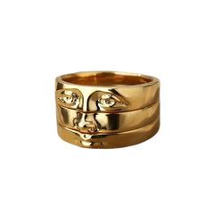 Stainless Steel Eye Rings Sets Vintage Style Gold / 7