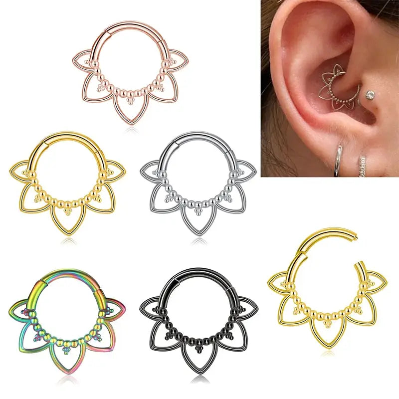 Stainless Steel Flower Shape Ear Cartilage Piercing